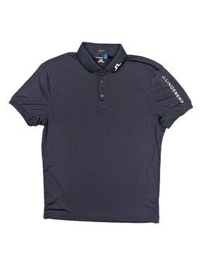 J.Lindeberg Golf Shirt Short Sleeve Stretch Polo "Tech Jersey" Navy Blue Large